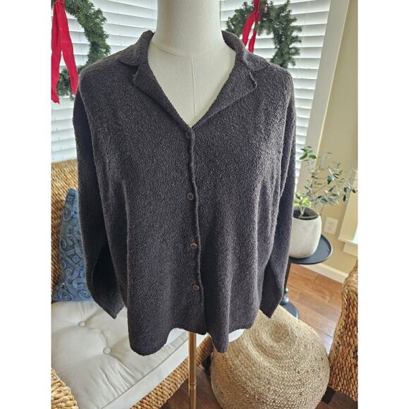 Eileen Fisher Sweaters - Eileen Fisher Brown Boucle Textured Cardigan Women's Size S Wool Mohair Blend